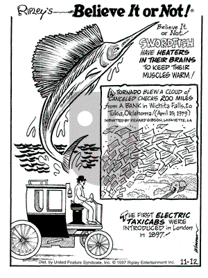 Ripley's Believe It or Not on Thursday December 4, 1997 Comic Strip