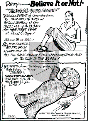 Ripley's Believe It or Not on Friday October 10, 2003 Comic Strip
