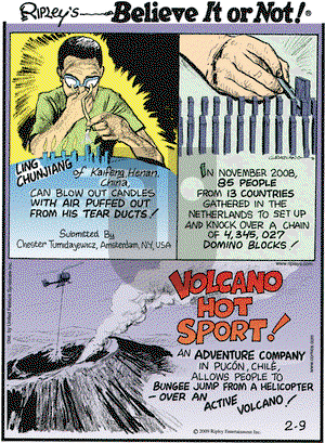 Ripley's Believe It or Not on Monday February 9, 2009 Comic Strip