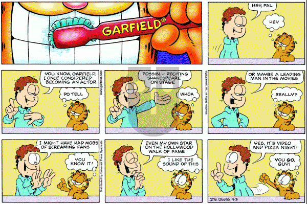 Garfield - Sunday April 3, 2005 Comic Strip