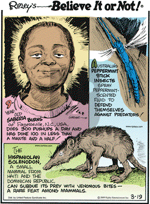 Ripley's Believe It or Not on Thursday March 19, 2009 Comic Strip