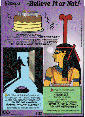 Ripley's Believe It or Not on Wednesday August 28, 2019 Comic Strip