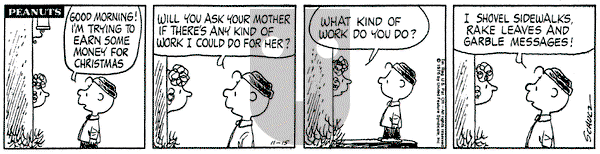 Peanuts on Monday November 15, 1976 Comic Strip