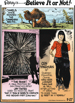 Ripley's Believe It or Not on Monday May 27, 2013 Comic Strip