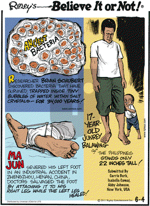 Ripley's Believe It or Not on Saturday June 4, 2011 Comic Strip