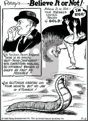 Ripley's Believe It or Not on Thursday July 4, 1996 Comic Strip