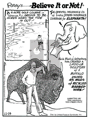 Ripley's Believe It or Not on Thursday November 13, 1997 Comic Strip