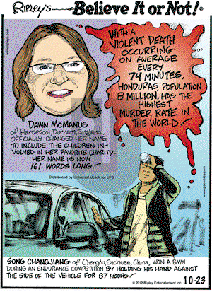 Ripley's Believe It or Not on Tuesday October 23, 2012 Comic Strip
