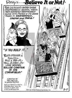 Ripley's Believe It or Not on Thursday March 7, 2002 Comic Strip