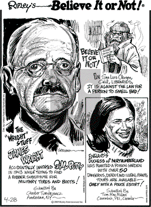 Ripley's Believe It or Not on Thursday April 28, 2005 Comic Strip