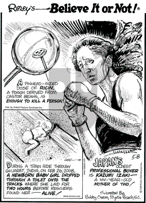 Ripley's Believe It or Not on Thursday May 8, 2008 Comic Strip