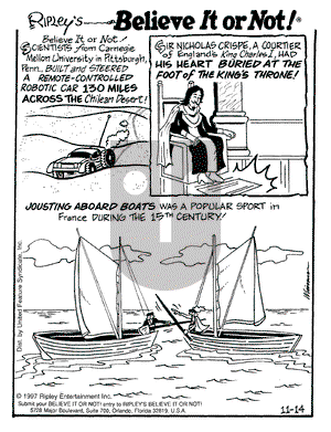 Ripley's Believe It or Not on Friday November 14, 1997 Comic Strip