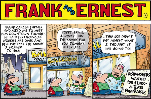 Frank and Ernest on Sunday January 20, 2013 Comic Strip