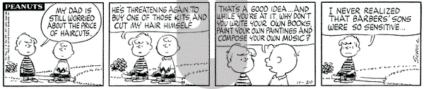Peanuts on Wednesday November 20, 1963 Comic Strip