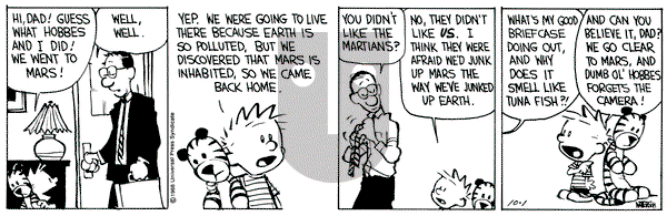 Calvin and Hobbes on Saturday October 1, 1988 Comic Strip