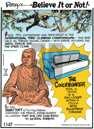 Ripley's Believe It or Not on Wednesday November 27, 2013 Comic Strip