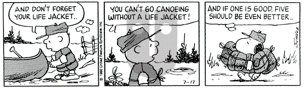 Peanuts on Tuesday July 17, 1990 Comic Strip