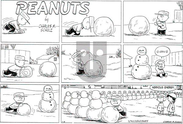 Peanuts - Sunday January 16, 1955 Comic Strip
