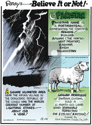 Ripley's Believe It or Not on Monday December 14, 2009 Comic Strip