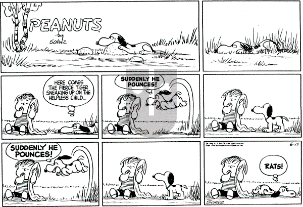 Peanuts - Sunday June 15, 1958 Comic Strip
