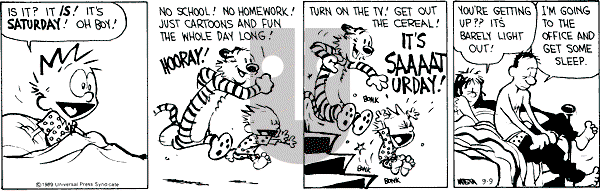 Calvin and Hobbes - Saturday September 9, 1989 Comic Strip