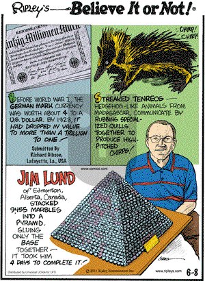 Ripley's Believe It or Not on Wednesday June 8, 2011 Comic Strip