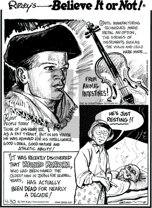 Ripley's Believe It or Not on Saturday April 30, 2005 Comic Strip
