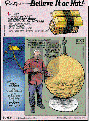 Ripley's Believe It or Not on Tuesday October 29, 2019 Comic Strip
