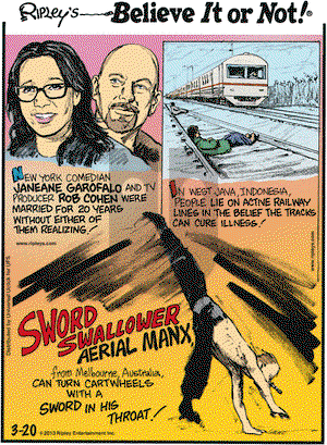 Ripley's Believe It or Not on Wednesday March 20, 2013 Comic Strip