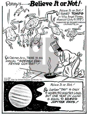 Ripley's Believe It or Not on Monday November 17, 1997 Comic Strip