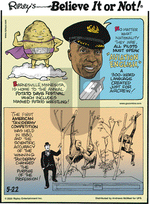 Ripley's Believe It or Not on Friday May 22, 2020 Comic Strip