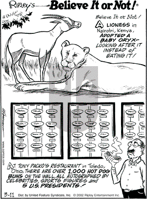 Ripley's Believe It or Not on Monday March 11, 2002 Comic Strip