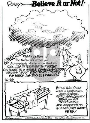 Ripley's Believe It or Not on Wednesday October 15, 2003 Comic Strip