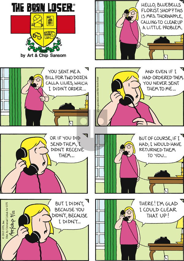 The Born Loser on Sunday September 22, 2013 Comic Strip