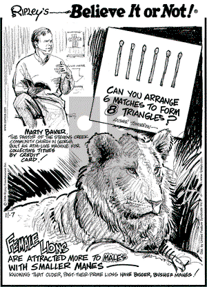 Ripley's Believe It or Not on Tuesday November 7, 2006 Comic Strip