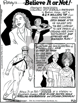 Ripley's Believe It or Not on Wednesday September 20, 2000 Comic Strip