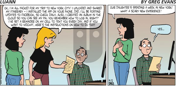 Luann on Sunday April 10, 2016 Comic Strip