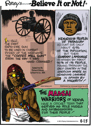 Ripley's Believe It or Not on Friday June 15, 2012 Comic Strip
