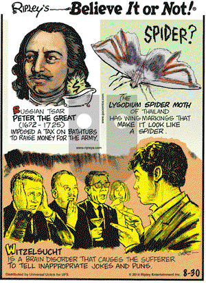 Ripley's Believe It or Not on Saturday August 30, 2014 Comic Strip