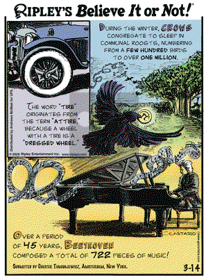 Ripley's Believe It or Not on Friday March 14, 2025 Comic Strip