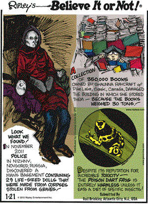 Ripley's Believe It or Not on Saturday January 21, 2012 Comic Strip