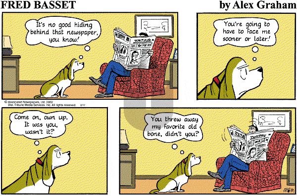 Fred Basset on Sunday February 17, 2002 Comic Strip