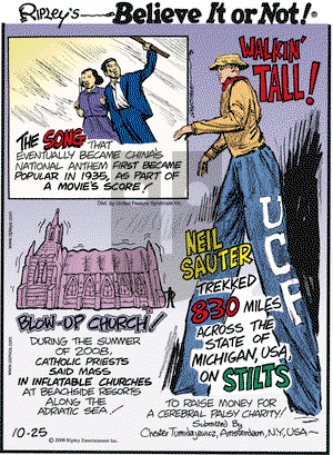 Ripley's Believe It or Not - Saturday October 25, 2008 Comic Strip