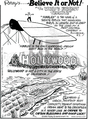 Ripley's Believe It or Not on Monday June 7, 1999 Comic Strip